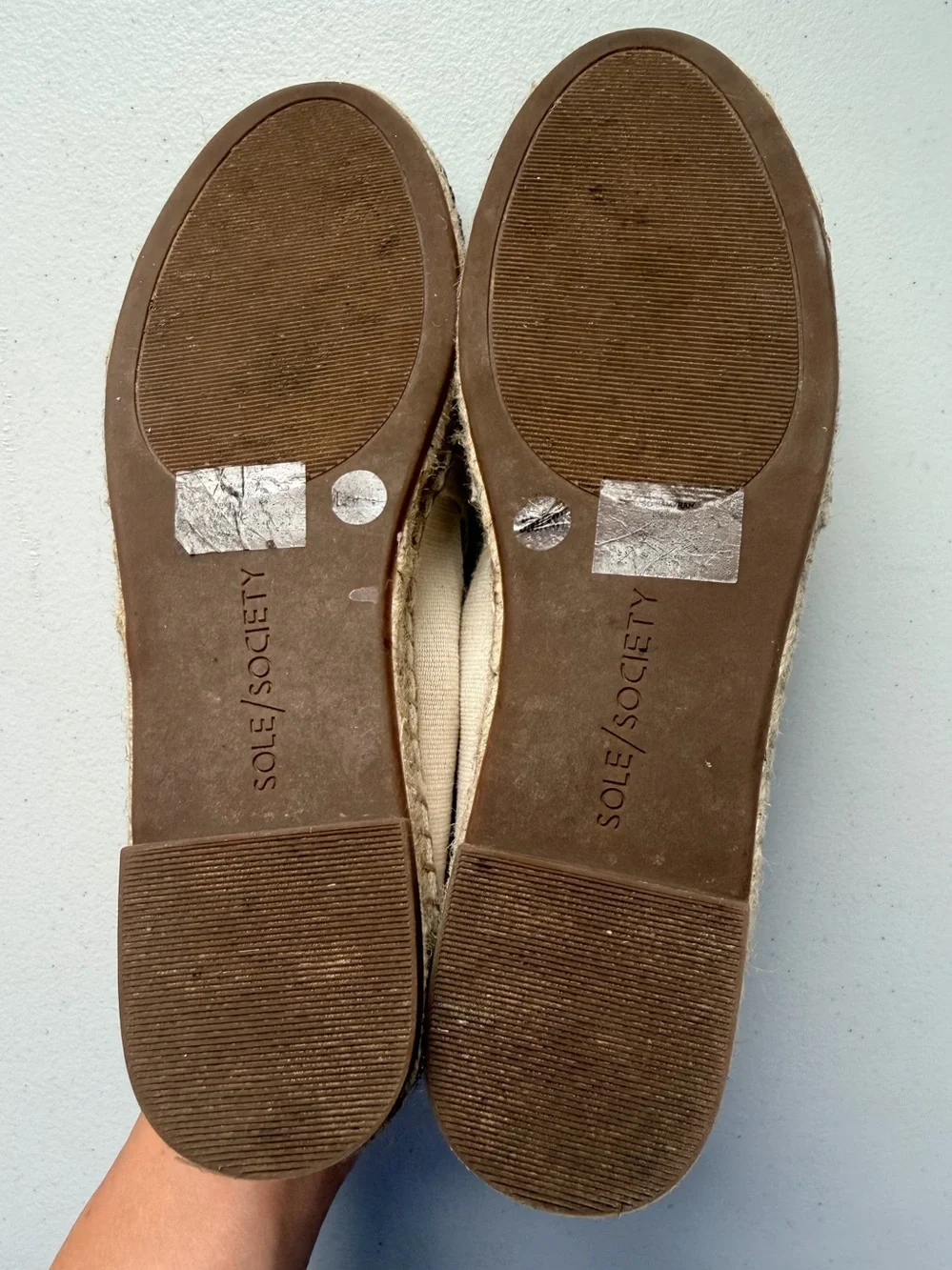Sole Society Samyrah Espadrille Slip On Flats  Oatmeal Black Size 8